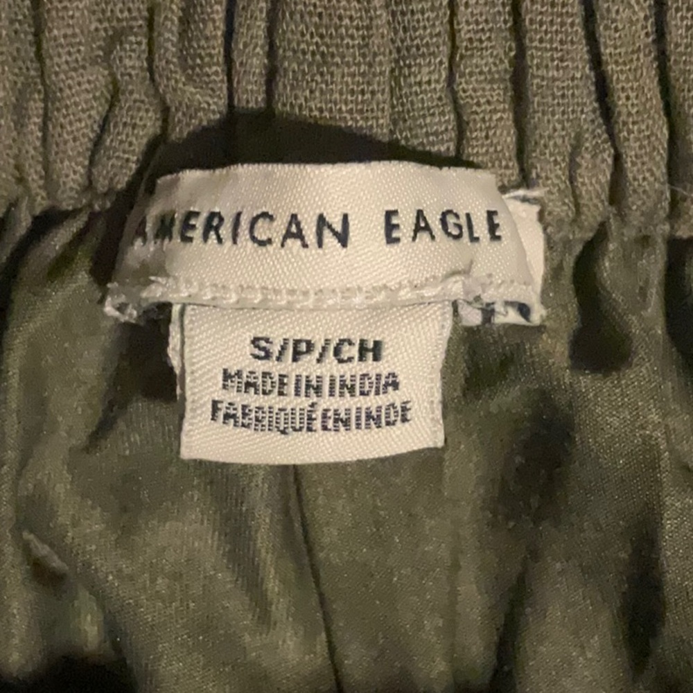 American Eagle Olive Green Linen Cropped Culottes - Picture 4 of 5